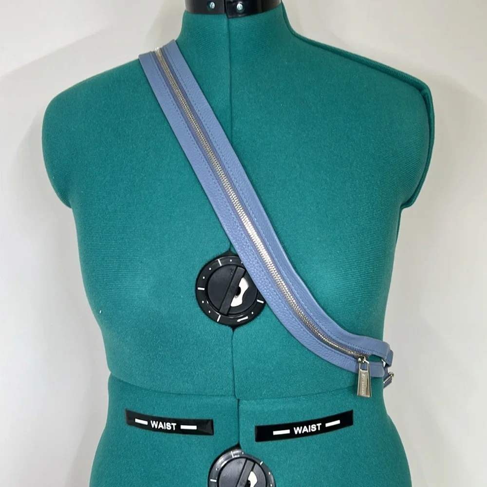 Valentina Chic Blue Leather Convertible Backpack Sling Bag with Silver Details
